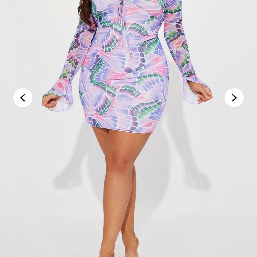 Mariposa Beauty Mesh Mini Dress - Lavender/combo